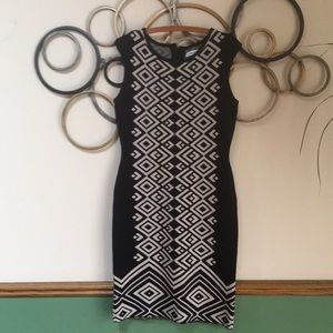 Calvin Klein stretchy black and tan sheath dress